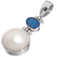 925 Silver White Mabe Pearl Australian Opal Sterling Pendant, 1 3/8"
