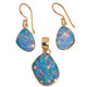 Gold Plated 925 Silver Aaa Australian Opal Matched Pendant Earring Set, 1 1/8"