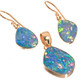 Gold Plated 925 Silver Aaa Australian Opal Matched Pendant Earring Set, 1 1/8"