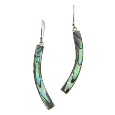 Paua Abalone Shell  925 Sterling Silver Stick Drop Earrings, 1 3/4"