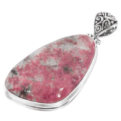 925 Silver Norwegian Thulite Rosaline Pink Sterling Handmade Pendant, 2"