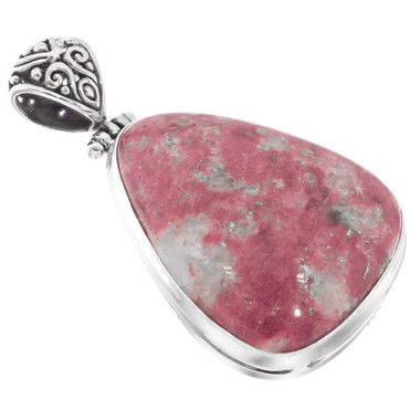 925 Silver Norwegian Thulite Rosaline Pink Sterling Handmade Pendant, 1 3/4"