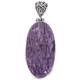 925 Silver Russian Purple Charoite With Schiller Effect Sterling Pendant, 2"