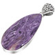 925 Silver Russian Purple Charoite With Schiller Effect Sterling Pendant, 2"
