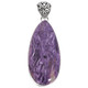 925 Silver Russian Purple Charoite With Schiller Effect Sterling Pendant, 2"