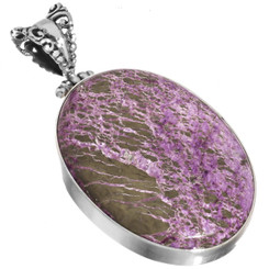 925 Silver Stichtite Purple Mineral Handmade Sterling Pendant, 1 3/4"