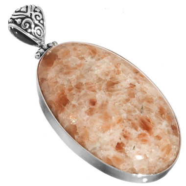 925 Silver Genuine Orange Calcite Crystals Sterling Pendant, 2 1/8"