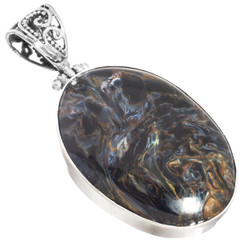 925 Silver South Africa Pietersite Handmade Sterling Pendant, 1 5/8"