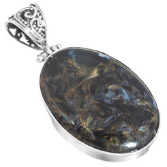 925 Silver South Africa Pietersite Handmade Sterling Pendant, 1 5/8"