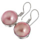 Big Lusterous Pink Mabe Ocean Cultured Pearl 295 Silver Earrings, 3/4"