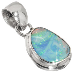 Natural Australian AAA Opal Doublet 925 Sterling Silver Pendant, 7/8"