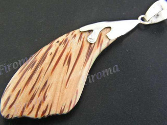 2 3/8" 925 Silver Coconut Wood Pendant