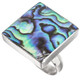 925 Silver Square Paua Abalone Shell Sterling Us 8 Ring, 7/8"