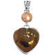 925 Silver Bronze Brown Heart Titanium Druzy Freshwater Pearl Pendant, 1 3/4"