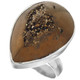 925 Silver Brown Purple Weeping Willow Titanium Druzy Sterling Us 9 Adj Ring, 1"