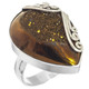 925 Silver Brown Purple Weeping Willow Titanium Druzy Sterling Us 8 Adj Ring, 1"