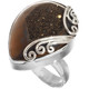 925 Silver Brown Purple Weeping Willow Titanium Druzy Sterling Us 8 Adj Ring, 1"