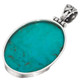 925 Silver Oval Blue Turquoise Sterling Pendant, 1 5/8"