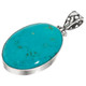925 Silver Oval Blue Turquoise Sterling Pendant, 1 5/8"