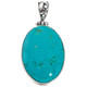 925 Silver Oval Blue Turquoise Sterling Pendant, 1 5/8"