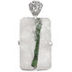 925 Silver Green Tourmaline Rutile In White Quartz  Sterling Pendant, 2 1/8"