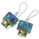 Genuine Paua Abalone Shell Peridot Sterling Silver Earrings, 11/16"