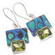 Genuine Paua Abalone Shell Peridot Sterling Silver Earrings, 11/16"