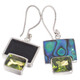Genuine Paua Abalone Shell Peridot Sterling Silver Earrings, 11/16"