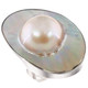 925 Silver Oval Opulent Mabe Blister Mother Of Pearl Shell  Sz 9 Ring, 1 1/4"