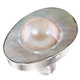 925 Silver Oval Opulent Mabe Blister Mother Of Pearl Shell  Sz 9 Ring, 1 1/4"