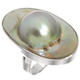 925 Silver Oval Opulent Mabe Blister Mother Of Pearl Shell Sz 7 Ring, 1 1/4"