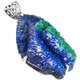 925 Silver Rare Malachite In Blue Azurite Druzy Sterling Pendant, 2 1/2"
