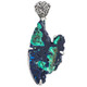 925 Silver Rare Malachite In Blue Azurite Druzy Sterling Pendant, 2 1/2"