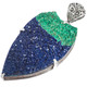 925 Silver Very Rare Malachite In Blue Azurite Druzy Sterling Pendant, 2 3/4"
