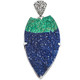 925 Silver Very Rare Malachite In Blue Azurite Druzy Sterling Pendant, 2 3/4"