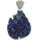 925 Silver Very Rare Malachite In Blue Azurite Druzy Sterling Pendant, 2 1/4"