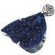 925 Silver Very Rare Sparkling Blue Azurite Druzy Sterling Pendant, 2"