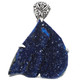 925 Silver Very Rare Sparkling Blue Azurite Druzy Sterling Pendant, 2"