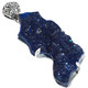 925 Silver Rare Sparkling Blue Azurite Druzy Sterling Pendant, 2 3/4"