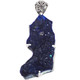 925 Silver Rare Sparkling Blue Azurite Druzy Sterling Pendant, 2 3/4"