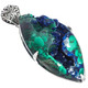 925 Silver Spectacular Malachite Blue Azurite Druzy Sterling Pendant, 2 3/4"