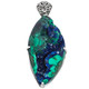 925 Silver Spectacular Malachite Blue Azurite Druzy Sterling Pendant, 2 3/4"