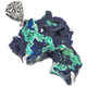 925 Silver Rare Malachite In Blue Azurite Druzy Sterling Pendant, 2 3/4"