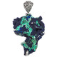 925 Silver Rare Malachite In Blue Azurite Druzy Sterling Pendant, 2 3/4"