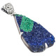 925 Silver Rare Malachite In Blue Azurite Druzy Sterling Pendant, 2 1/4"