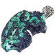 925 Silver Rare Malachite In Blue Azurite Druzy Sterling Pendant, 2 1/2"