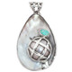 925 Silver Genuine Opal Blister Pearl Mabe Pendant, 2 1/16"
