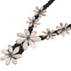 White Genuine Oyster Mother Of Pearl Shell Flower Brown Braided Cord Necklace