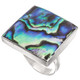 925 Silver Square Paua Abalone Shell Sterling Us 9 Ring, 7/8"