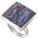 925 Silver Square Paua Abalone Shell Sterling Ring, 3/4"